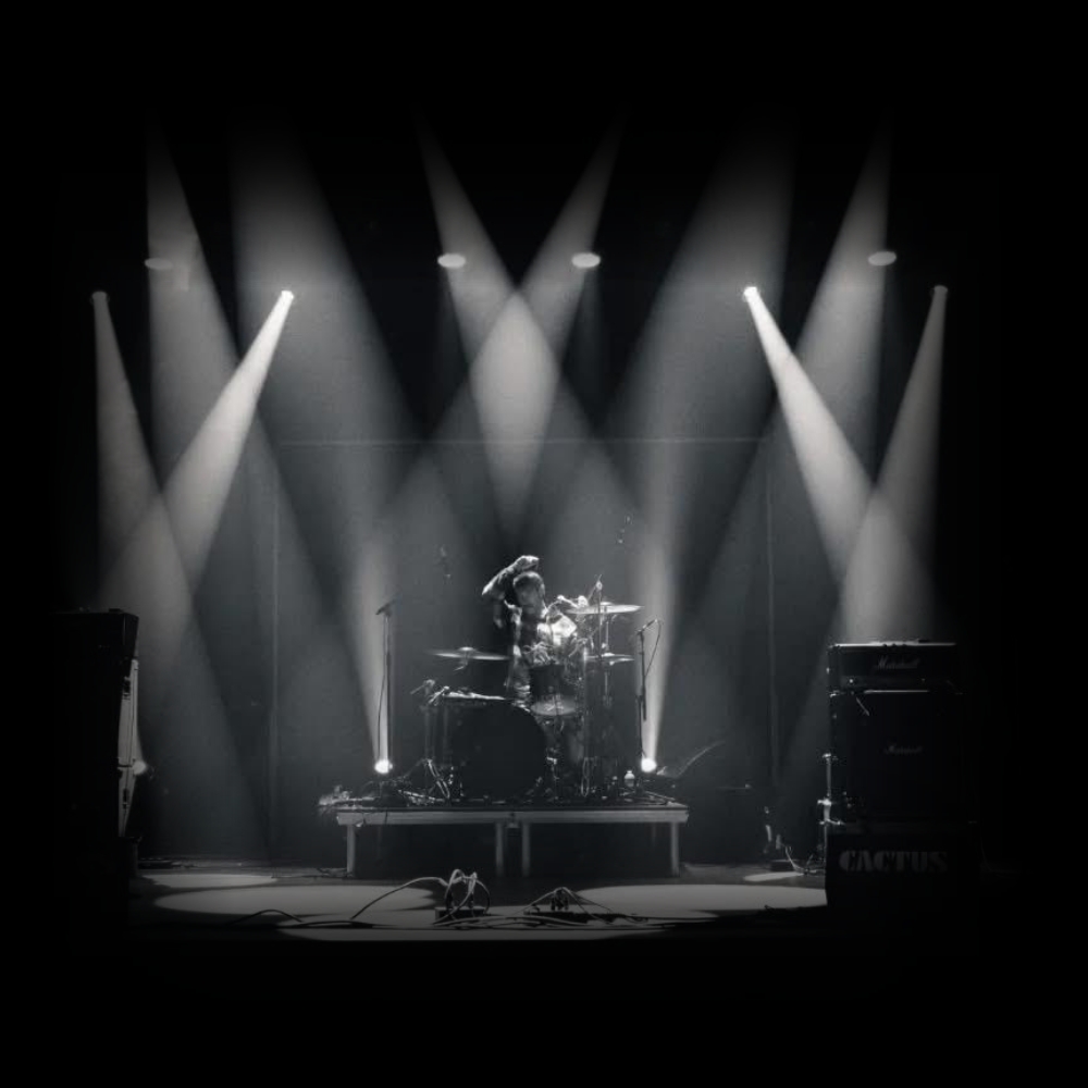 Jack on stage playing the drums